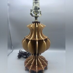 MCM Layered Wooden Table Lamp - Light Brown